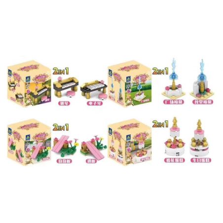 Kazi KY011 non  CÔNG CHÚA VÀNG 8 KIỂU bộ đồ chơi xếp lắp ráp ghép mô hình  GOLDEN PRINCESS Các Bạn Gái