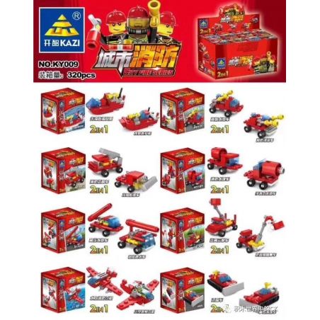 Kazi KY009 non  8 LOẠI PHƯƠNG TIỆN CHỮA CHÁY ĐÔ THỊ bộ đồ chơi xếp lắp ráp ghép mô hình City CITY FIRE SERIES Thành Phố