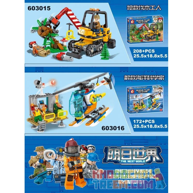 SEMBO 603015 non  GIẢI CỨU THỢ RỪNG bộ đồ chơi xếp lắp ráp ghép mô hình Rescue Team Đội Cứu Hộ 208 khối