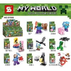 SHENG YUAN SY SY608 non  8 NHÂN VẬT NHỎ bộ đồ chơi xếp lắp ráp ghép mô hình Minecraft MY WORLD Game Xây Dựng