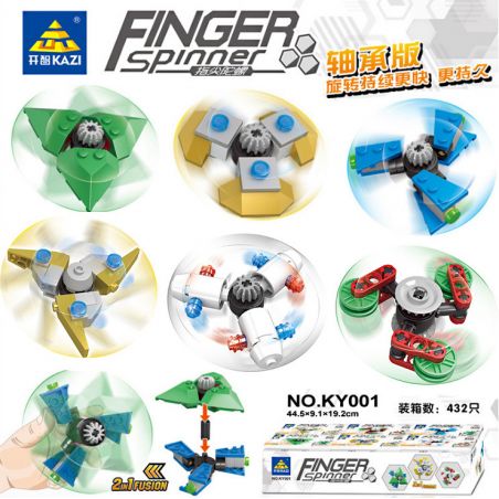 Kazi KY001 non  PHIÊN BẢN VÒNG BI ĐẦU NGÓN TAY 6 MẪU bộ đồ chơi xếp lắp ráp ghép mô hình FINGER SPINNER 140 khối