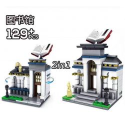 Kazi KY5002 5002 non  THƯ VIỆN 2IN1 bộ đồ chơi xếp lắp ráp ghép mô hình Mini Modular ARCHITECTURE LIBRARY Đường Phố Thu Nhỏ 129 khối