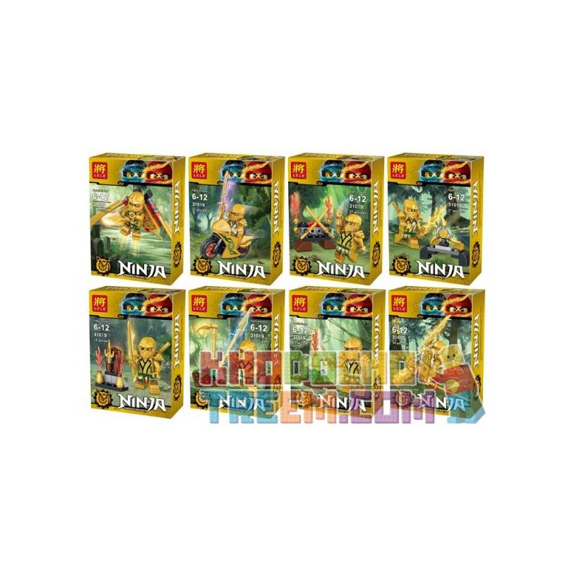 LELE 31019 non  GOLDEN NINJA MINIFIGURE 8 GÓI bộ đồ chơi xếp lắp ráp ghép mô hình The  Ninjago Movie Ninja Lốc Xoáy