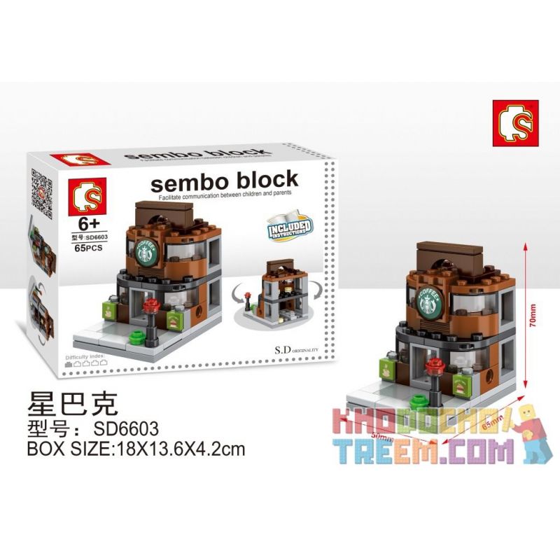 SEMBO WEKKI VIGGI SD6603 6603 non  CỬA HÀNG CÀ PHÊ STARBUCKS bộ đồ chơi xếp lắp ráp ghép mô hình Mini Modular SEMBO BLOCK STARBUCKS COFFEE Đường Phố Thu Nhỏ 65 khối