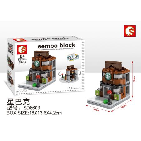 SEMBO WEKKI VIGGI SD6603 6603 non  CỬA HÀNG CÀ PHÊ STARBUCKS bộ đồ chơi xếp lắp ráp ghép mô hình Mini Modular SEMBO BLOCK STARBUCKS COFFEE Đường Phố Thu Nhỏ 65 khối