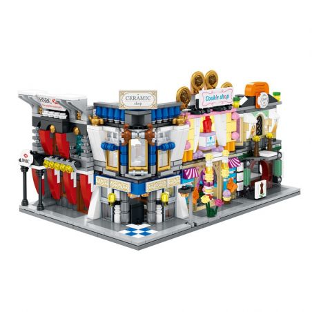 SEMBO WEKKI VIGGI SD6542 6542 non  CỬA HÀNG BÁNH QUY bộ đồ chơi xếp lắp ráp ghép mô hình Mini Modular SEMBO BLOCK COOKIE SHOP Đường Phố Thu Nhỏ 237 khối