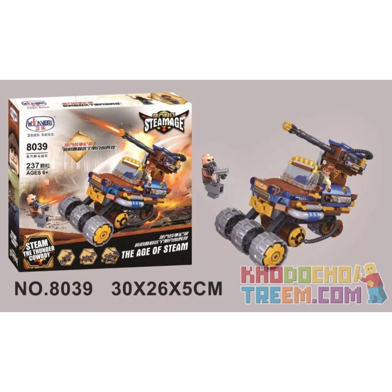 Winner 8039 non  XE HƠI MUSTANG bộ đồ chơi xếp lắp ráp ghép mô hình The Age Of Steam STEAMAGE THE MUSTANG CHARIOT Thời Đại Hơi Nước 237 khối