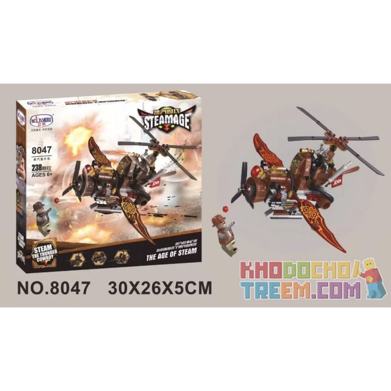 Winner 8047 non  TRỰC THĂNG HƠI NƯỚC bộ đồ chơi xếp lắp ráp ghép mô hình The Age Of Steam STEAMAGE THE HELICOPTER Thời Đại Hơi Nước 238 khối