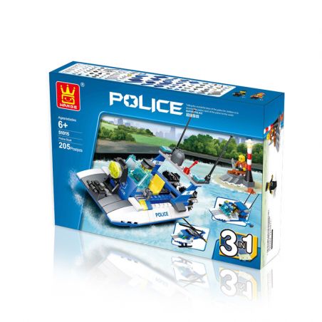 WANGE DR.LUCK 51015 non  TÀU CAO TỐC CẢNH SÁT bộ đồ chơi xếp lắp ráp ghép mô hình City POLICE Thành Phố 205 khối