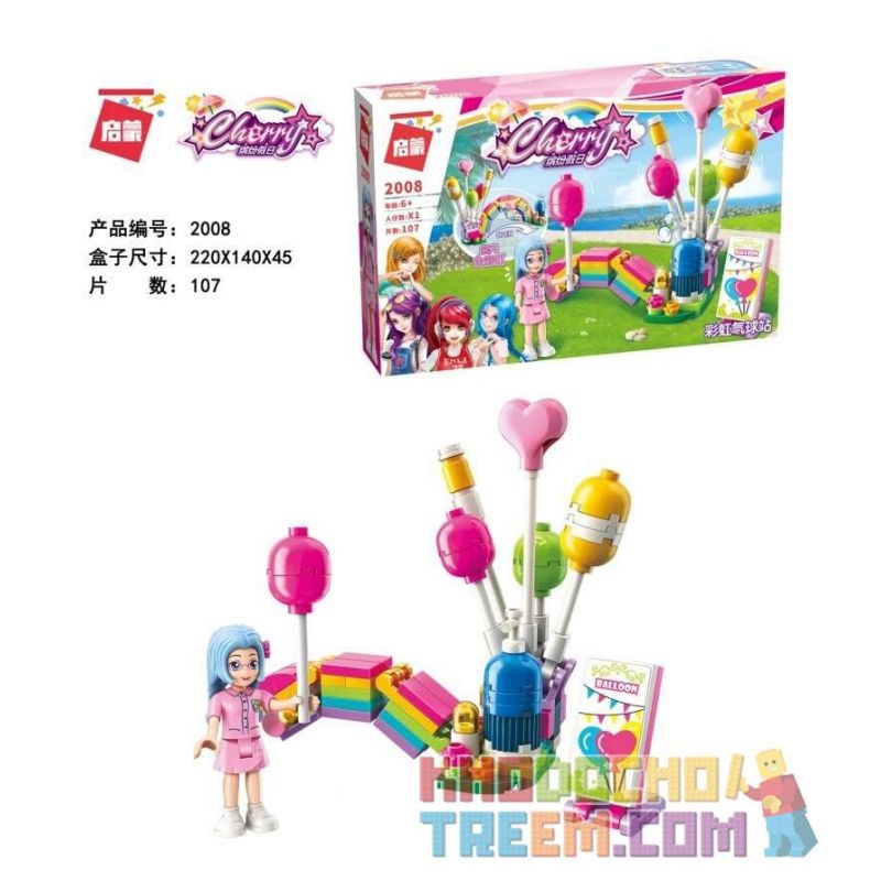 Enlighten 2008 Qman 2008 non  CẦU VỒNG BÓNG ĐỨNG bộ đồ chơi xếp lắp ráp ghép mô hình Cherry Cô Nàng Ngọt Ngào 107 khối