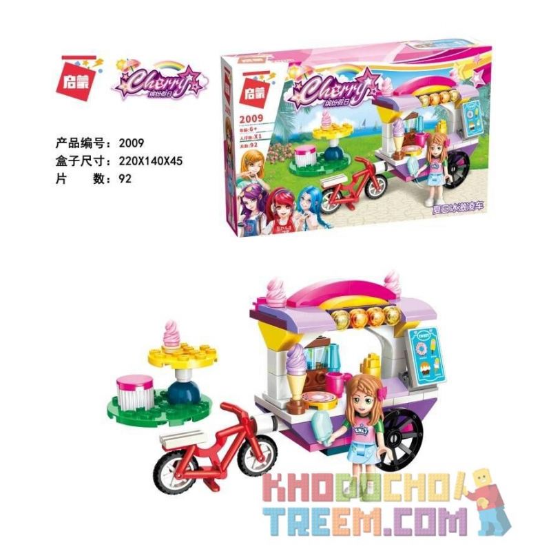 Enlighten 2009 Qman 2009 non  XE KEM MÙA HÈ bộ đồ chơi xếp lắp ráp ghép mô hình Cherry Cô Nàng Ngọt Ngào 92 khối