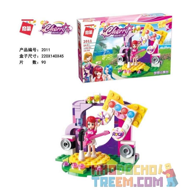 Enlighten 2011 Qman 2011 non  ƯỚC MƠ SÂN KHẤU NHỎ bộ đồ chơi xếp lắp ráp ghép mô hình Cherry Cô Nàng Ngọt Ngào 90 khối