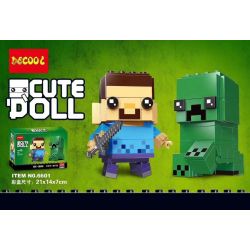 NOT  BRICKHEADZ STEVE & CREEPER 41612 JISI 6601 xếp lắp ráp ghép mô hình STEVE & CREEPER VÀ Nhân Vật Đầu To 160 khối