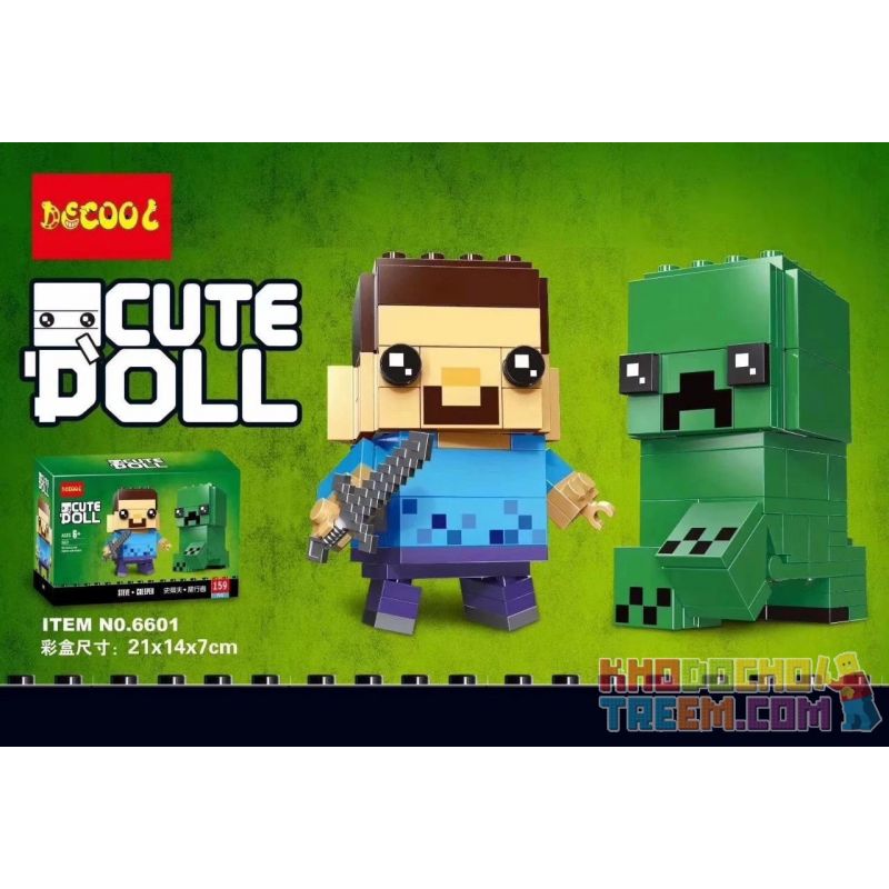 NOT  BRICKHEADZ STEVE & CREEPER 41612 JISI 6601 xếp lắp ráp ghép mô hình STEVE & CREEPER VÀ Nhân Vật Đầu To 160 khối