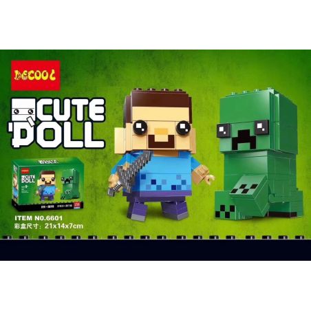 NOT  BRICKHEADZ STEVE & CREEPER 41612 JISI 6601 xếp lắp ráp ghép mô hình STEVE & CREEPER VÀ Nhân Vật Đầu To 160 khối