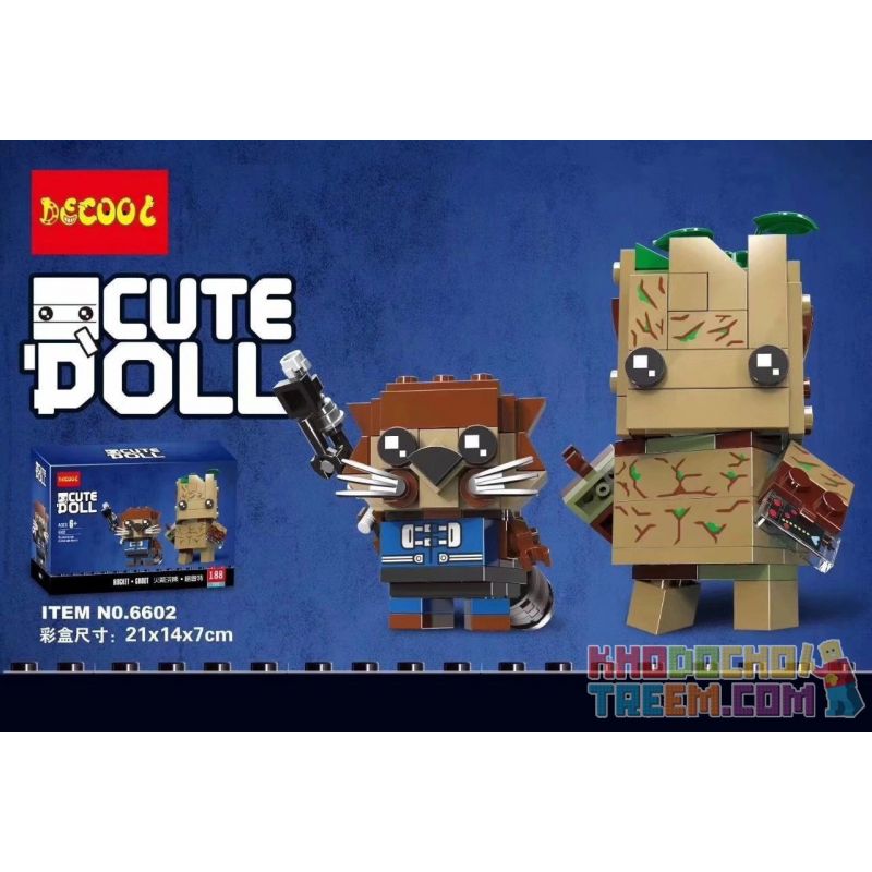 NOT  BRICKHEADZ GROOT & ROCKET 41626 JISI 6602 xếp lắp ráp ghép mô hình BIG & ROCKET LỚN TÊN LỬA Nhân Vật Đầu To 189 khối