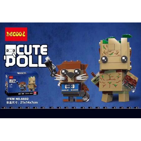 NOT  BRICKHEADZ GROOT & ROCKET 41626 JISI 6602 xếp lắp ráp ghép mô hình BIG & ROCKET LỚN TÊN LỬA Nhân Vật Đầu To 189 khối