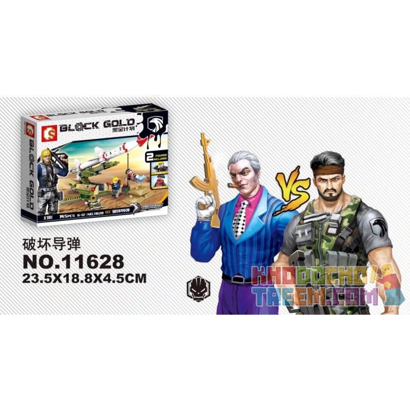 SEMBO 11628 non  TÊN LỬA PHÁ HOẠI bộ đồ chơi xếp lắp ráp ghép mô hình Black Gold Cuộc Chiến Vàng Đen 145 khối