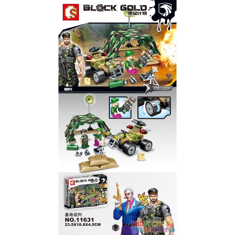 SEMBO 11631 non  THƯƠNG LƯỢNG CƠ SỞ bộ đồ chơi xếp lắp ráp ghép mô hình Black Gold Cuộc Chiến Vàng Đen 137 khối