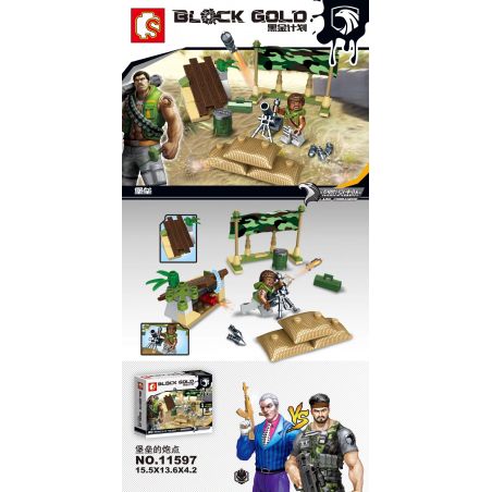 SEMBO 11597 non  PHÁO ĐÀI CỦA bộ đồ chơi xếp lắp ráp ghép mô hình Black Gold Cuộc Chiến Vàng Đen 65 khối