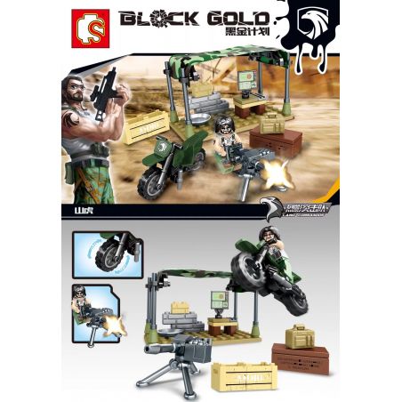 SEMBO 11599 non  CĂN CỨ CỦA TIGER MOUNTAIN bộ đồ chơi xếp lắp ráp ghép mô hình Black Gold Cuộc Chiến Vàng Đen 54 khối