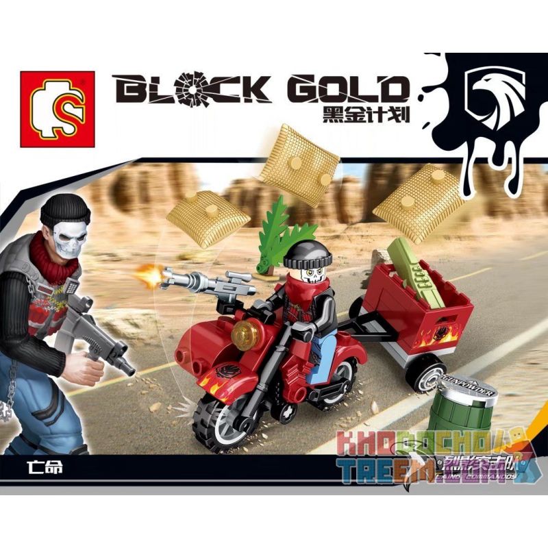 SEMBO 11600 non  XE BA BÁNH TUYỆT VỌNG bộ đồ chơi xếp lắp ráp ghép mô hình Black Gold Cuộc Chiến Vàng Đen 67 khối