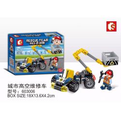 SEMBO 603006 non  XE BẢO DƯỠNG ĐỘ CAO ĐÔ THỊ bộ đồ chơi xếp lắp ráp ghép mô hình Rescue Team Đội Cứu Hộ 64 khối