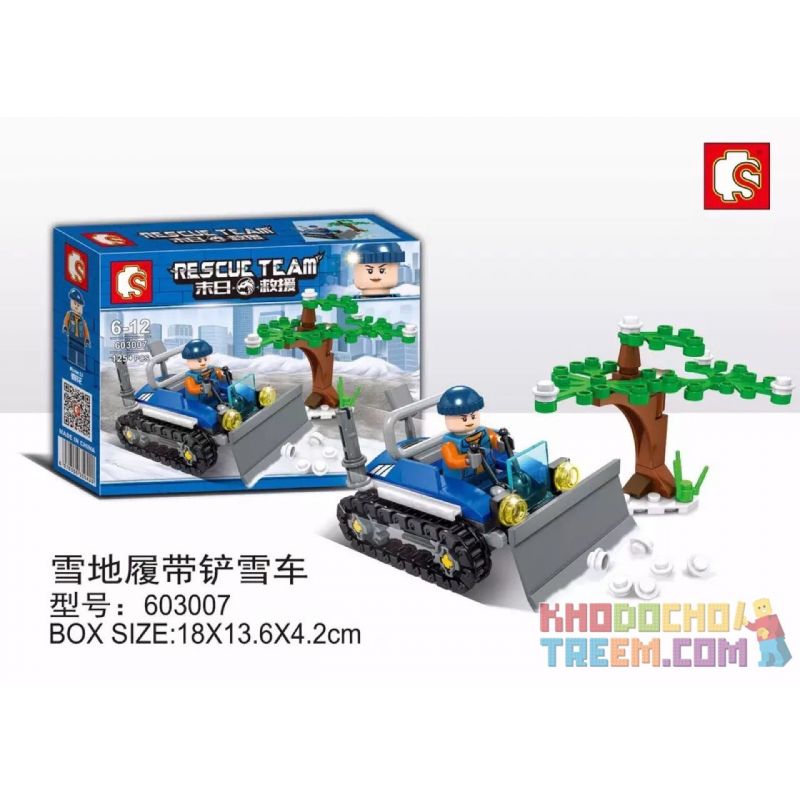 SEMBO 603007 non  MÁY CÀY TUYẾT BÁNH XÍCH bộ đồ chơi xếp lắp ráp ghép mô hình Rescue Team Đội Cứu Hộ 125 khối