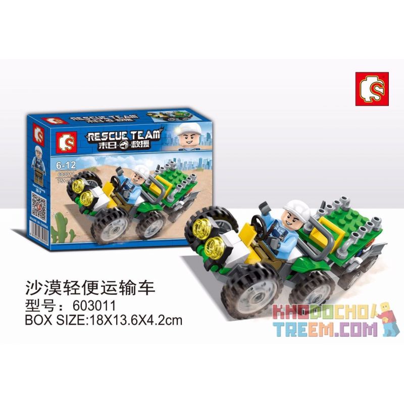 SEMBO 603011 non  XE VẬN CHUYỂN HẠNG NHẸ SA MẠC bộ đồ chơi xếp lắp ráp ghép mô hình Rescue Team Đội Cứu Hộ 75 khối