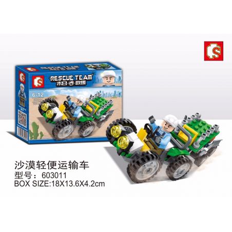 SEMBO 603011 non  XE VẬN CHUYỂN HẠNG NHẸ SA MẠC bộ đồ chơi xếp lắp ráp ghép mô hình Rescue Team Đội Cứu Hộ 75 khối
