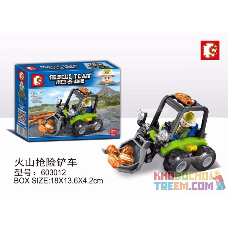SEMBO 603012 non  XE NÂNG CỨU HỘ NÚI LỬA bộ đồ chơi xếp lắp ráp ghép mô hình Rescue Team Đội Cứu Hộ 65 khối