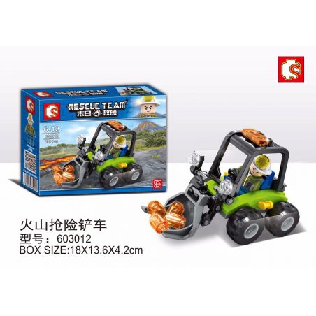SEMBO 603012 non  XE NÂNG CỨU HỘ NÚI LỬA bộ đồ chơi xếp lắp ráp ghép mô hình Rescue Team Đội Cứu Hộ 65 khối