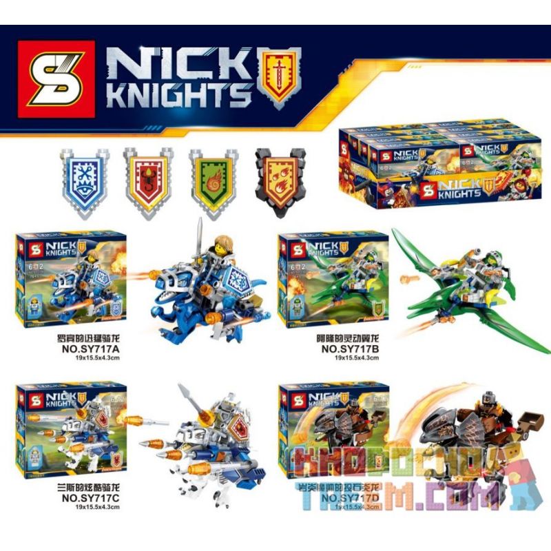 SHENG YUAN SY SY717A 717A SY717B 717B SY717C 717C SY717D 717D non  KHỦNG LONG KỴ BINH CƯỠI 4 CON RỒNG NHANH NHẸN CỦA ROBIN THÔNG MINH AARON TUYỆT VỜI LANCE VÀ ĐÁ bộ đồ chơi xếp lắp ráp ghép mô hình Nexo Knights NICK KNIGHTS Hiệp Sỹ Nexo 76 khối