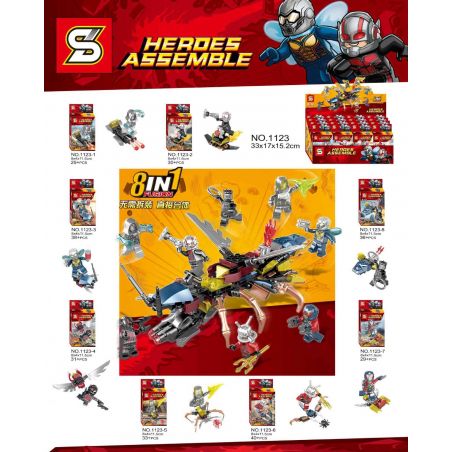 SHENG YUAN SY 1123 non  8 NHÂN VẬT ANT-MAN THU NHỎ bộ đồ chơi xếp lắp ráp ghép mô hình Super Heroes HEROES ASSEMBLE Siêu Nhân Anh Hùng 262 khối