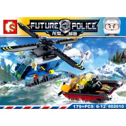 SHENG YUAN SY 602010 non  SĂN LÙNG KẺ TRỘM DƯỚI SÔNG bộ đồ chơi xếp lắp ráp ghép mô hình Future Police Cảnh Sát Tương Lai 179 khối