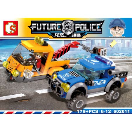 SHENG YUAN SY 602011 non  CHẶN ĐUỔI BỌN CƯỚP bộ đồ chơi xếp lắp ráp ghép mô hình Future Police Cảnh Sát Tương Lai 179 khối