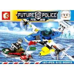 SHENG YUAN SY 602012 non  RƯỢT ĐUỔI TRÊN BIỂN bộ đồ chơi xếp lắp ráp ghép mô hình Future Police Cảnh Sát Tương Lai 187 khối