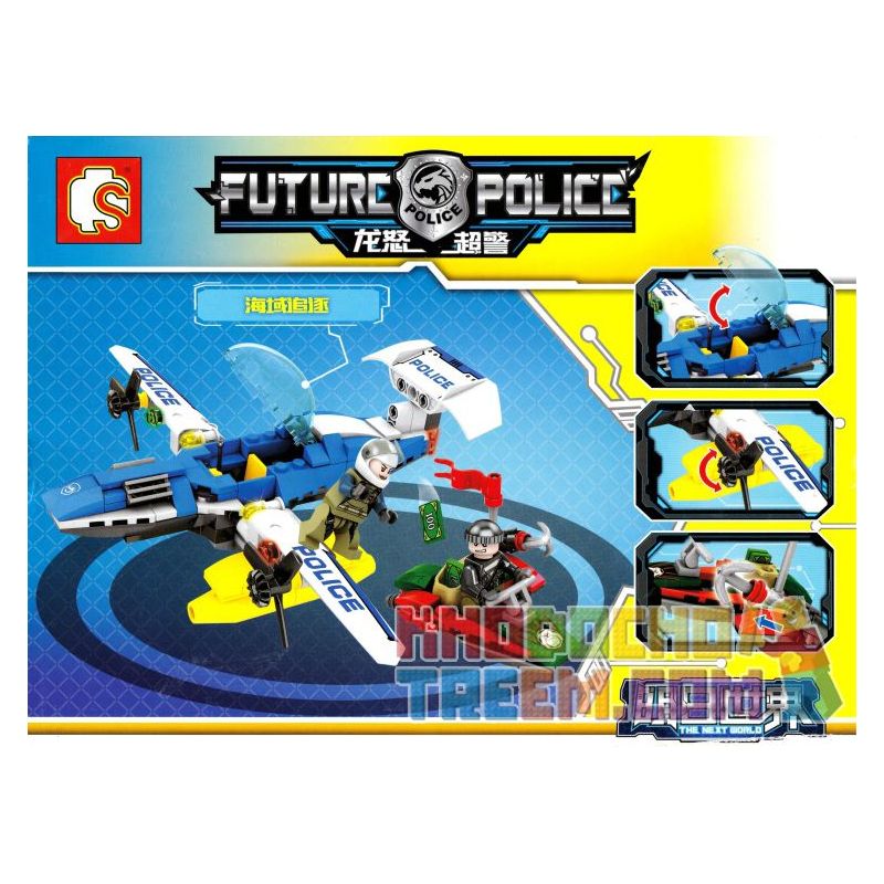SHENG YUAN SY 602012 non  RƯỢT ĐUỔI TRÊN BIỂN bộ đồ chơi xếp lắp ráp ghép mô hình Future Police Cảnh Sát Tương Lai 187 khối