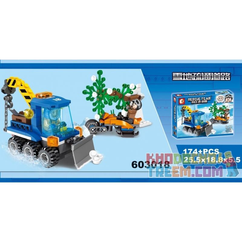 SEMBO 603018 non  ĐƯỜNG NẠO VÉT TUYẾT bộ đồ chơi xếp lắp ráp ghép mô hình Rescue Team Đội Cứu Hộ 174 khối