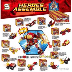 SHENG YUAN SY 1098 non  SỰ KẾT HỢP GIỮA IRON MAN ANTI-HULK ARMOR MK44 10 bộ đồ chơi xếp lắp ráp ghép mô hình Super Heroes HEROES ASSEMBLE Siêu Nhân Anh Hùng 204 khối
