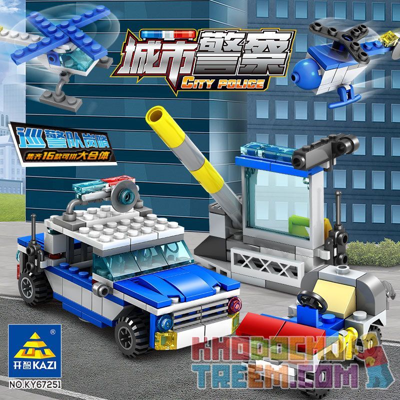 Kazi KY67251 67251 non  CẢNH SÁT TUẦN TRA LÍNH GÁC 16 TỔ HỢP bộ đồ chơi xếp lắp ráp ghép mô hình Police CITY POLICE