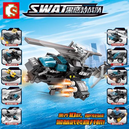 SEMBO 102008 102009 102010 102006 102001 102002 102003 102004 102005 10206 102007 non  10 LOẠI TRỰC THĂNG AN NINH bộ đồ chơi xếp lắp ráp ghép mô hình Swat Special Force Đặc Nhiệm 300 khối