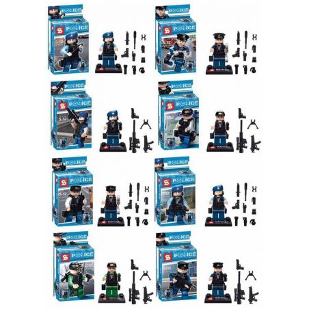 SHENG YUAN SY SY278 non  8 NHÂN VẬT CẢNH SÁT bộ đồ chơi xếp lắp ráp ghép mô hình Police