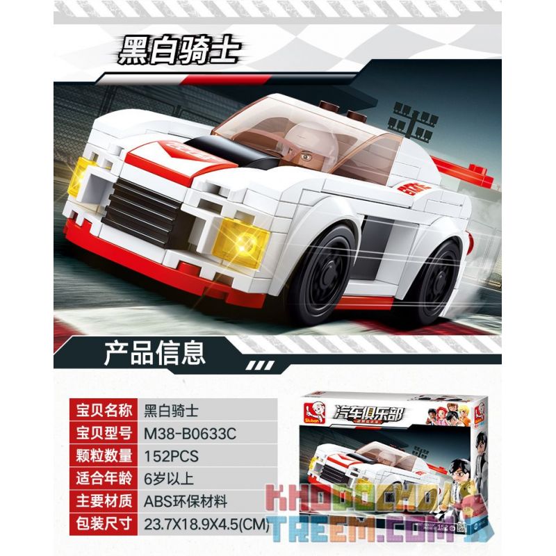 SLUBAN M38-B0633C B0633C 0633C M38B0633C 38-B0633C non  HIỆP SĨ ĐEN TRẮNG bộ đồ chơi xếp lắp ráp ghép mô hình Speed Champions Racing Cars RACING CLUB Đua Xe Công Thức 152 khối