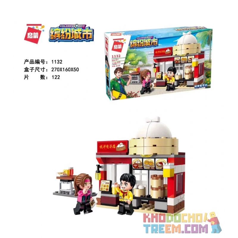 Enlighten 1132 Qman 1132 non  CỬA HÀNG YUE ZAO BAOZI bộ đồ chơi xếp lắp ráp ghép mô hình Colorful City COLORFULCITY Thành Phố Sắc Màu 122 khối
