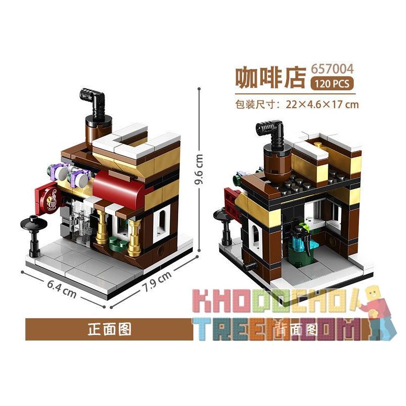 PanlosBrick 657004 Panlos Brick 657004 non  QUÁN CÀ PHÊ bộ đồ chơi xếp lắp ráp ghép mô hình Mini Modular STREETSCAPE Đường Phố Thu Nhỏ 120 khối