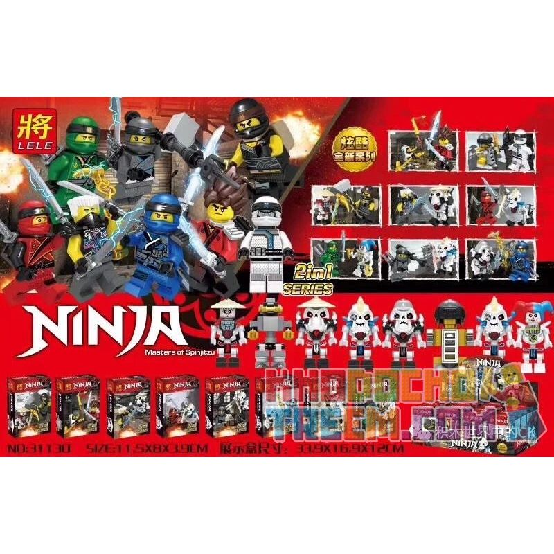 LELE 31130 non  8 LOẠI NINJA BONE FIGHT MINIFIGURES bộ đồ chơi xếp lắp ráp ghép mô hình The  Ninjago Movie NINJA MASTERS OF SPINJITZU Ninja Lốc Xoáy