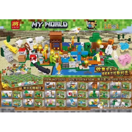 LELE 33213 non  MILRAS VILLAGE 16 KIỂU TRONG bộ đồ chơi xếp lắp ráp ghép mô hình Minecraft MY WORLD Game Xây Dựng