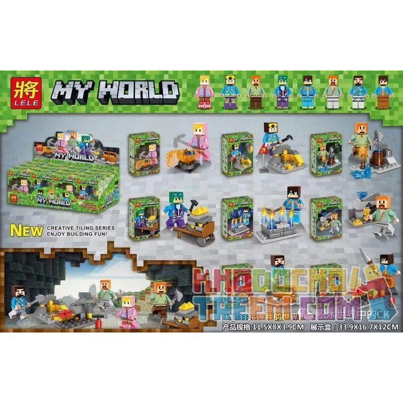 LELE 33261 non  8 CẢNH NHỎ NHỎ bộ đồ chơi xếp lắp ráp ghép mô hình Minecraft MY WORLD Game Xây Dựng