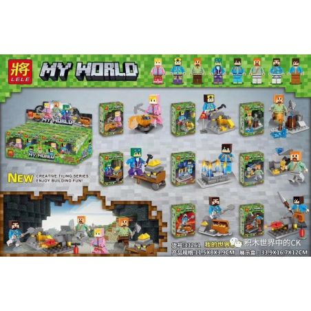 LELE 33261 non  8 CẢNH NHỎ NHỎ bộ đồ chơi xếp lắp ráp ghép mô hình Minecraft MY WORLD Game Xây Dựng